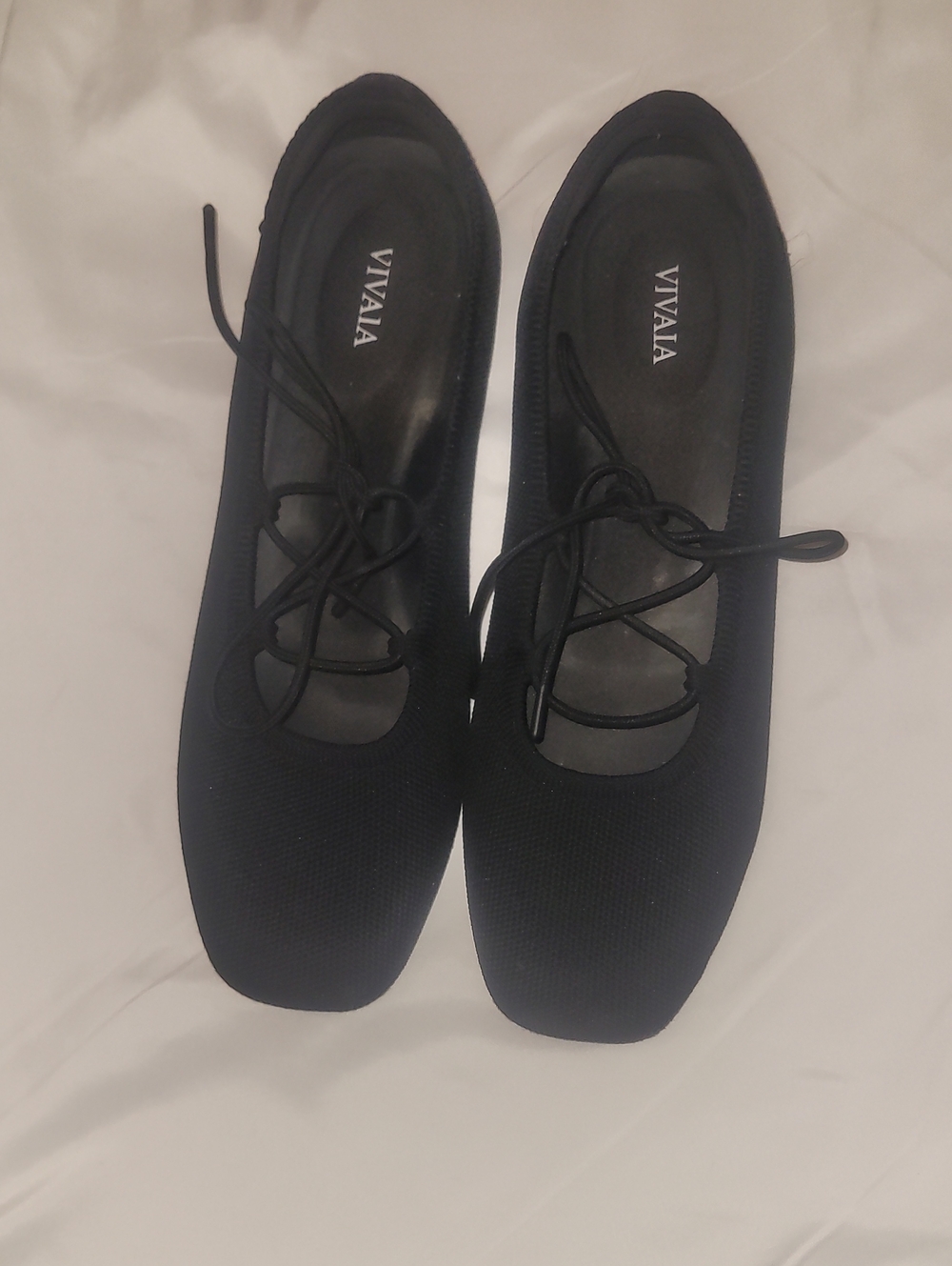 VIVAIA Women's Black Lace-Up Knit Flats